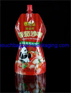 China Custom printed stand Spout pouches for juice beverage sauce ketchup 320 g factory