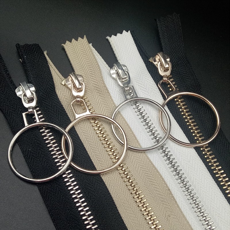 Matt Nickel Gunmetal Antique Silver Metal Zippers Flexible For Black Jacket