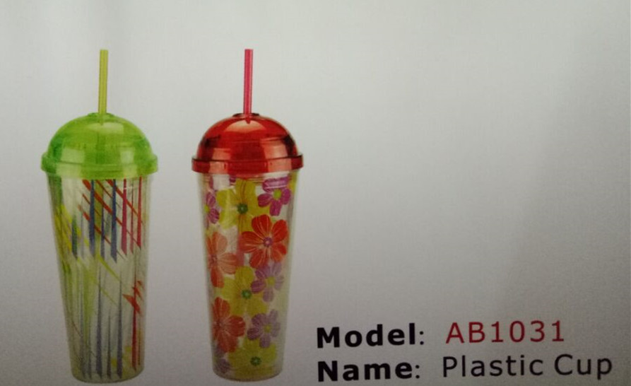 FBAB1031 for wholesales PS/PP plastic eco-friendly BPA free cup with straw