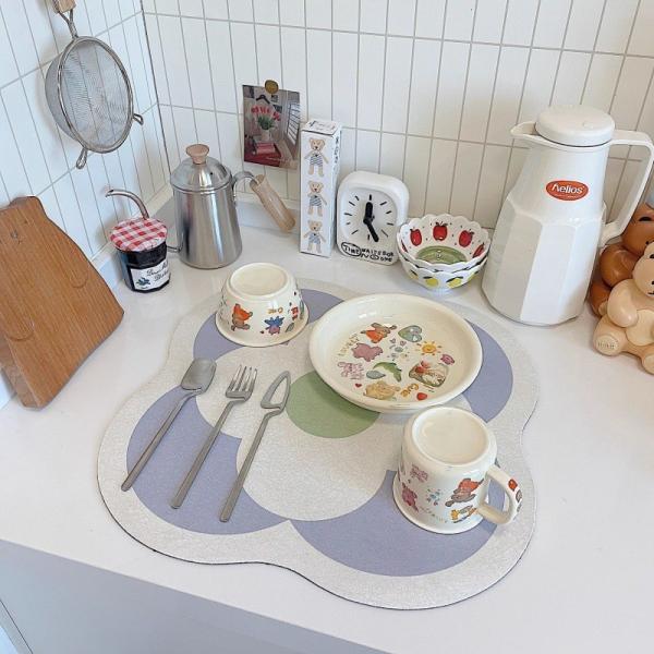Non Slip Drain Pad Dish Placemat Custom Pink Table Decoration Placemat for