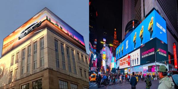 Curved Exterior Building 3D Billboard Big Screen Video Led Image Display P3.9