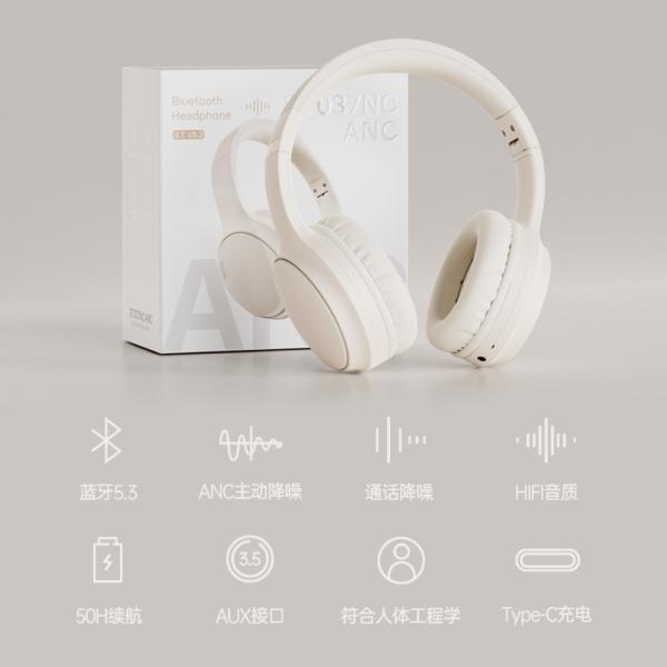 Over Ear Active Noise Cancelling Headphones Bluetooth ANC Headphones Customizabl