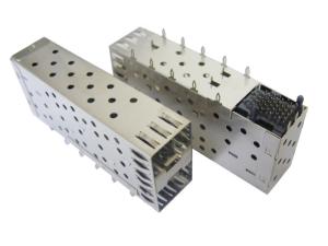 China Dual Port SFP Cage Connector 15u“ Gold - Plating With Inside Connector factory