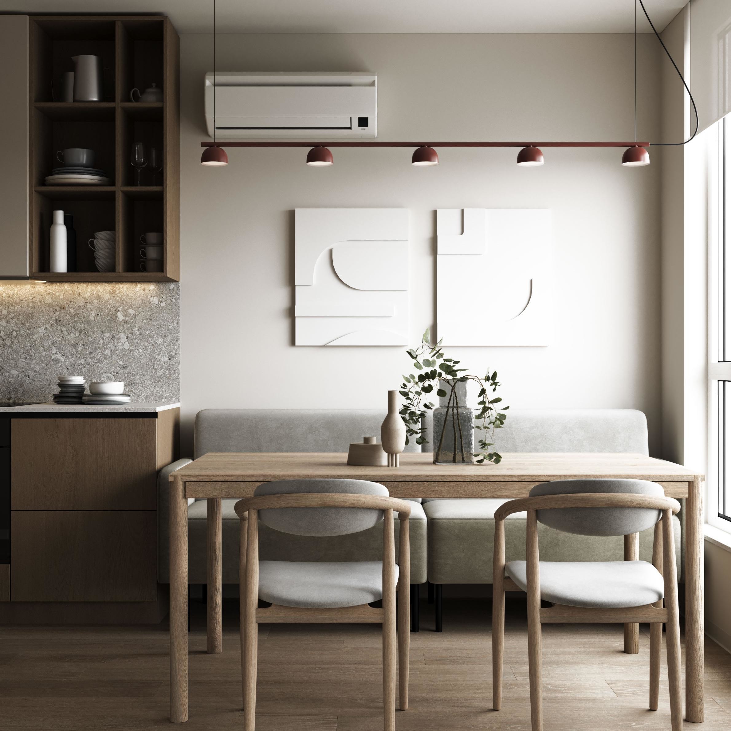 Modern Apartment Wooden Veneer Matt Lacquer Finished Kitchen Cabinets