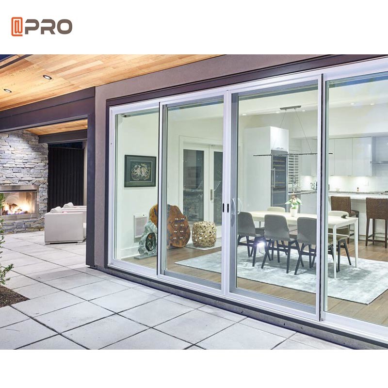 Aluminium Living Room Sliding Door Tempered Double Glass Screen Grill With Window