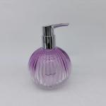Glass Bathroom Accessories Round Shape With Ribbed Vertical Stripe Hand Soap