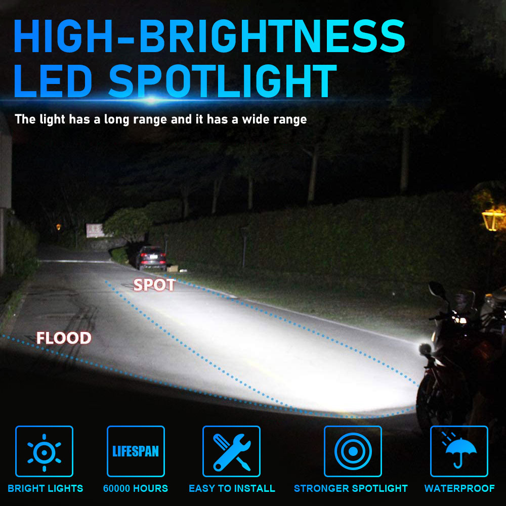 Circle Aluminum Silver 6 Beam White Color Motorcycle LED Light Parts