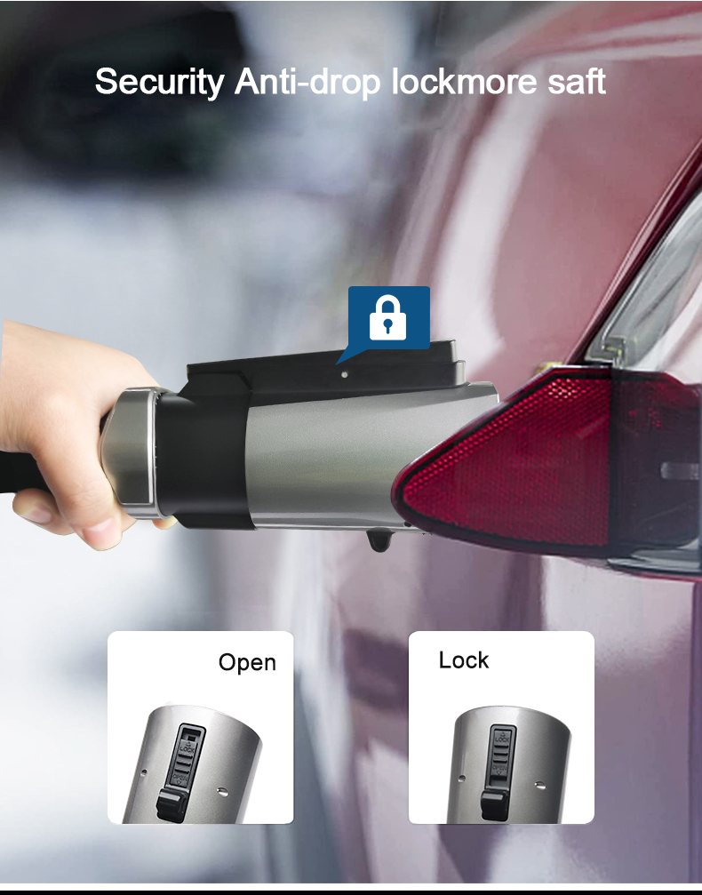 20KW Rated Power Black and Silver Tesla to Type 1 J1772 EV Charger Connector Adapter for Engergy Electric Car Charging