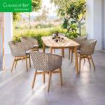 Customized Color Modern Teak Wood Garden Sofa Chair Rattan Wicker Weaving Garden