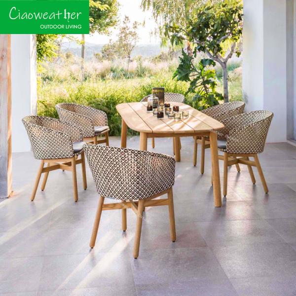 Customized Color Modern Teak Wood Garden Sofa Chair Rattan Wicker Weaving Garden