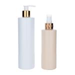 250ml 400ml white/orange cylindrical smooth with white pump for shampoo lotion