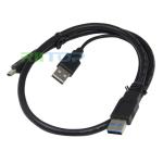 0.6M 2FT USB 3.0 Y-Cable USB 3.0 A Male To MINI 10P Male + USB2.0 Power supply