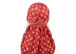 Red And White LV Silk Silky Satin Designer Durag Supplier Wholesale