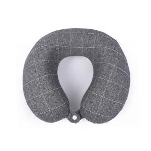 China Grey Color Crossline Pattern Memory Foam Neck Pillow Travel With Storage Bag factory