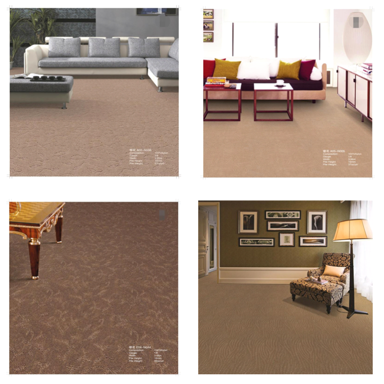 Purple Hotel Carpet Flooring High Cut Low Loop Nylon Material Woven Technics