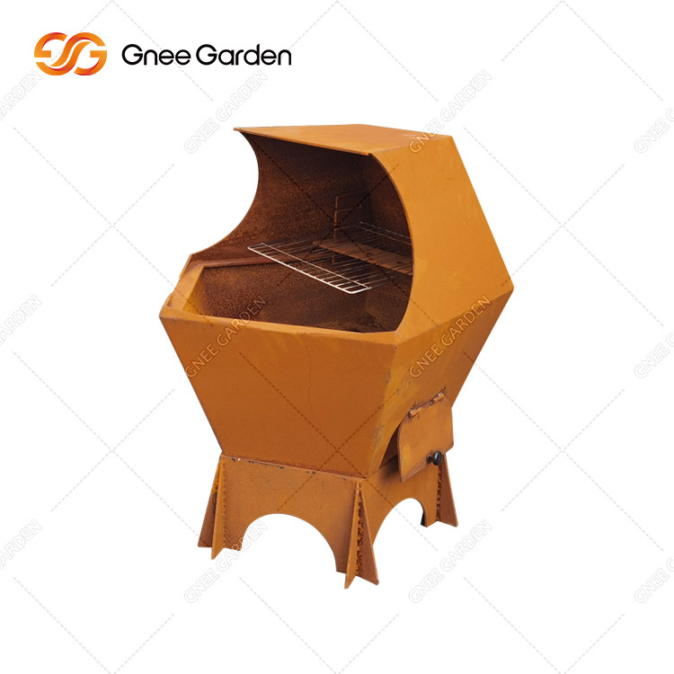 Simple Operation Barbecue Grill In Corten Iron BBQ Charcoal Cooking Grill Outdoor Party Barbecue Grill