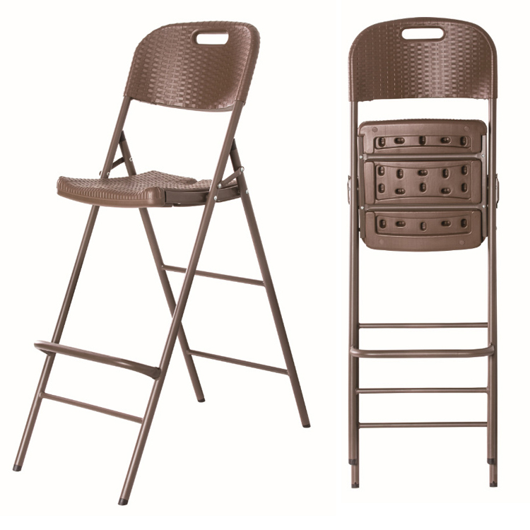 Outdoor Garden Patio Folding Portable Imitated Rattan Plastic Dining Chair Custom Logo