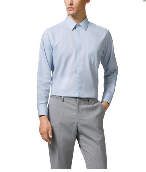 Covered Button Closure Type Long Sleeve Men's Clothing Dress Shirts for and