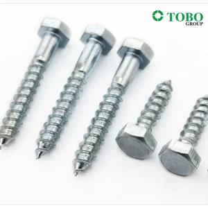 China Hexagon Head Self Tapping Screw DIN571 Zincing External Hex Head Cap Tapping Wood Screws Full Thread Lag Screw factory