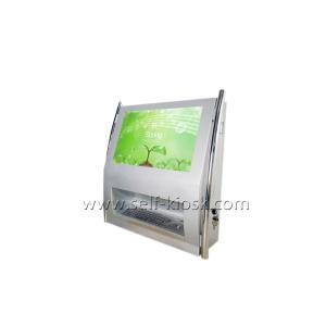 Space Saving Interactive Wall Mounted Computer Kiosk With Metal Keyboard