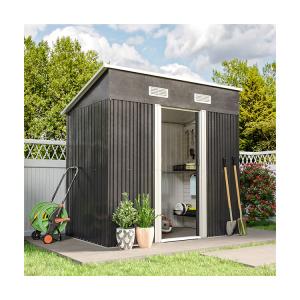 China Rot Proof AJUNION 4x6ft Garden Shed Double Sliding Door Metal Storage Shed for Tools Bike factory