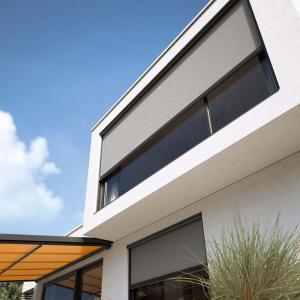 China Dark Grey Fabric Zip Track Blinds Suitable For Outdoor Residential Or Commercial factory
