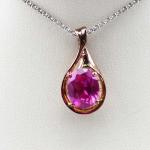 Rose Gold Plated 925 Silver Jewelry Oval Pink Cubic Zircoina Pendant(PSJ0392)