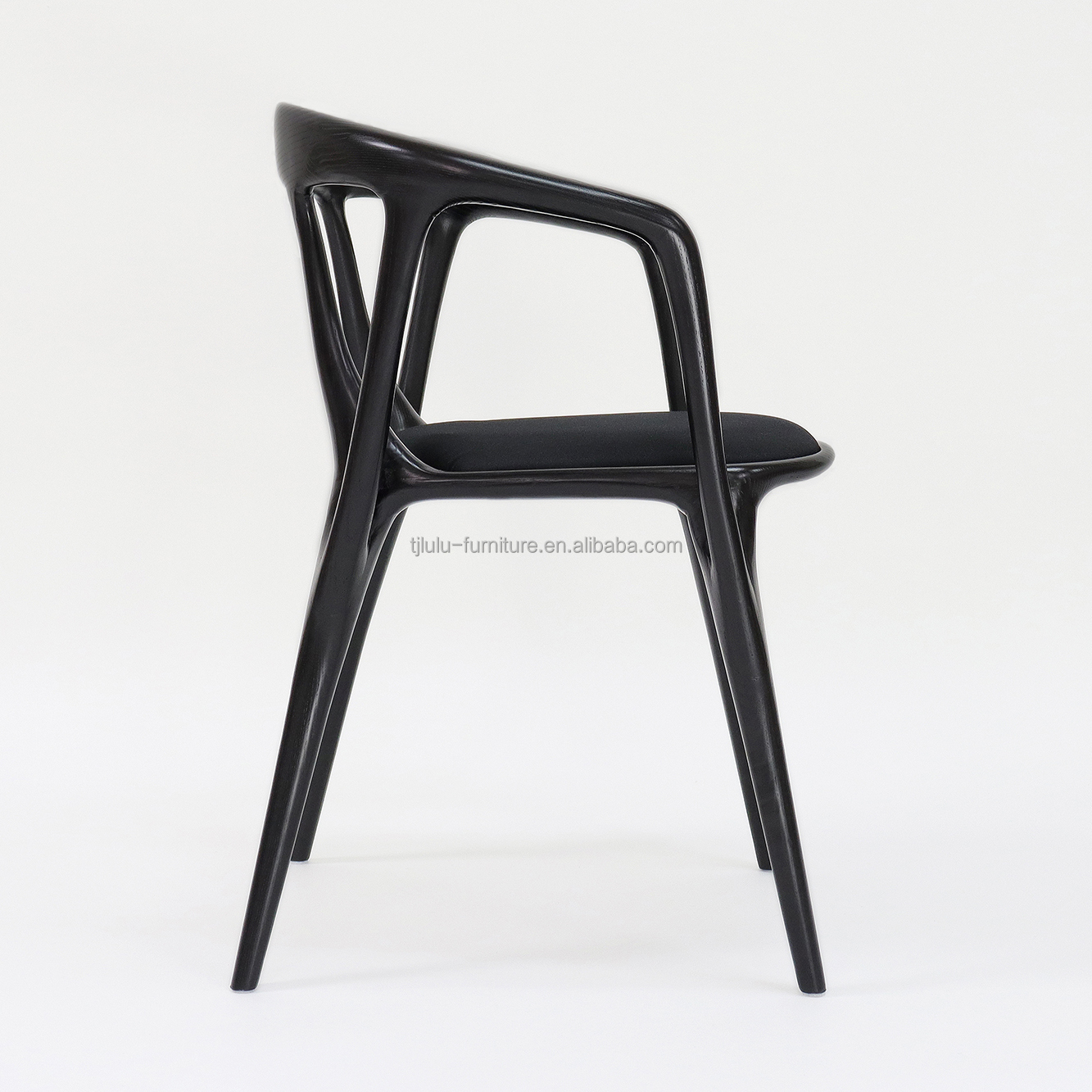 Wood Frame Fabric Armchair for Nordic Style Hotel Restaurant Dining Room Furniture Living Room Bedroom