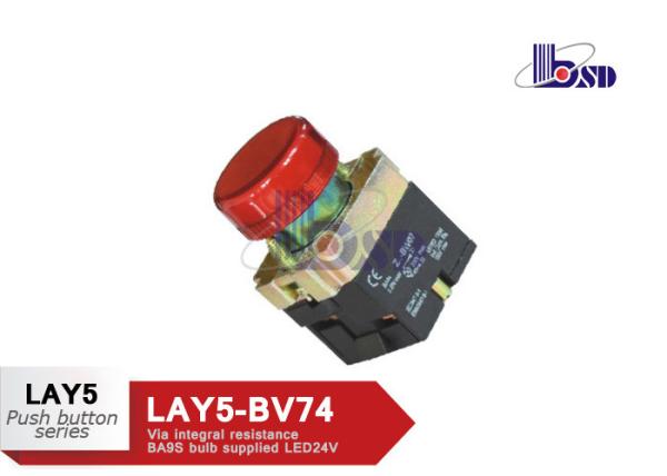 Red Push Button Light Switch With Led Via Integral Resistance LEC60947-5-1