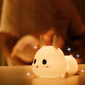 China USB Rechargeable Silicone Cartoon Rabbit LED Night Light for Children's Room Decor factory