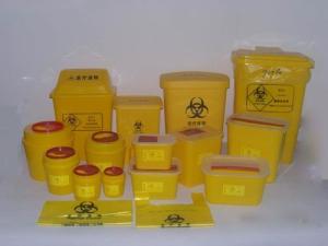 China Red Or Yellow Medical Waste Containers , Disposable Sharps Containers Round Shape factory