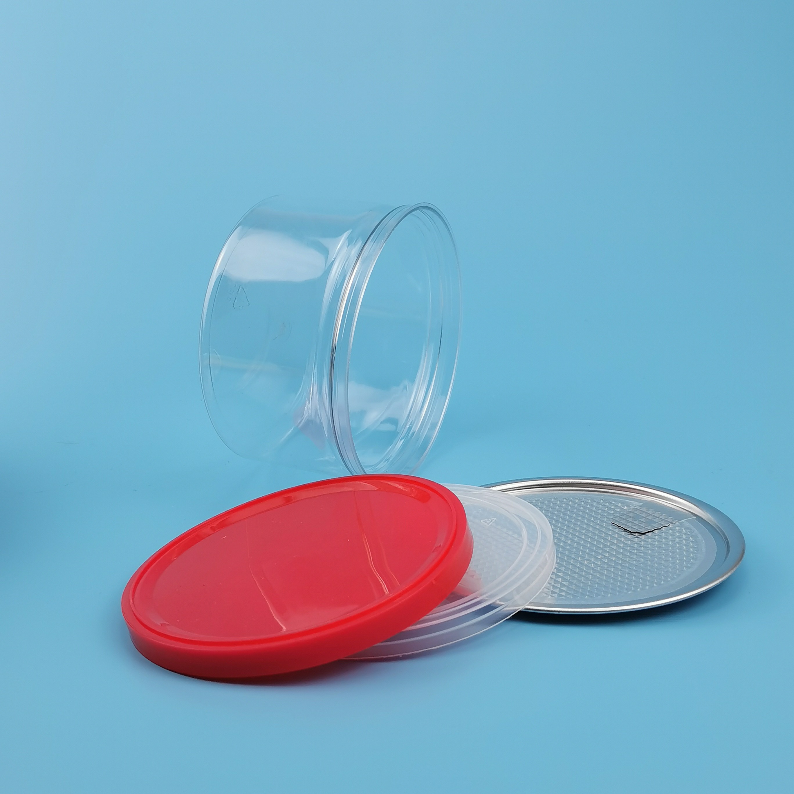99mm 0.5L Sugar PET Peel Off Little Plastic Jars With Lids