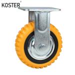 Orange Industrial Castor Wheel Heavy Duty PU Caster with Top Brake Initial