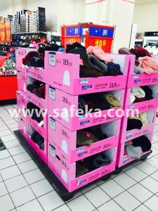 China Custom Corrugated PDQs Stacked to be Full Pallet Displays for knitwear products factory