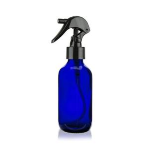 China 2 Oz Cobalt BLUE Boston Round Pump Bottles W/ Black Plastic Mini Trigger Spray factory