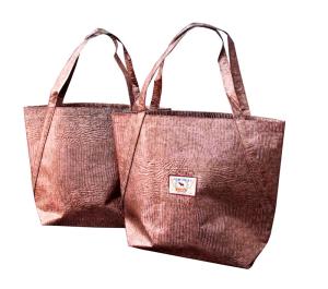 China Non Woven Fabric Crocodile Veins Reusable Carrier Bags With Woven Patch Logo factory