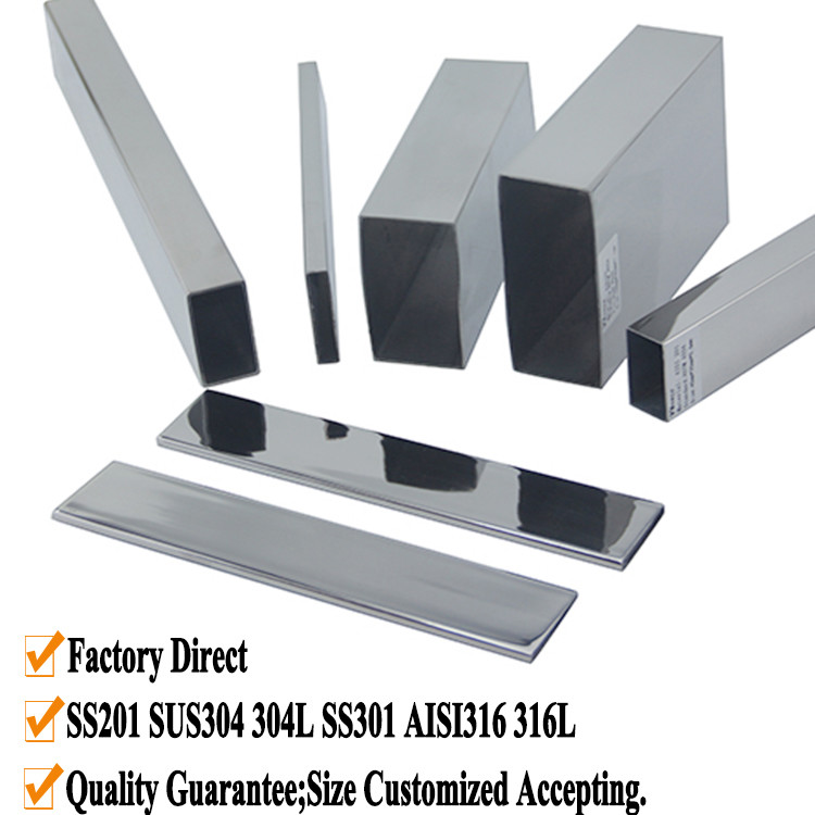 Brushed Mirror Inox Decorative Hollow Stainless Steel Rectangular Pipe 30mmx10mm 40mmx20mm 60mmx30mm Ss 201 304 316