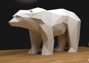 China White Painted 120cm Length Stainless Steel Bear Sculpture factory