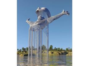 China Modern Outdoor Decoration 316 Stainless Steel Figure Sculpture Fountain factory