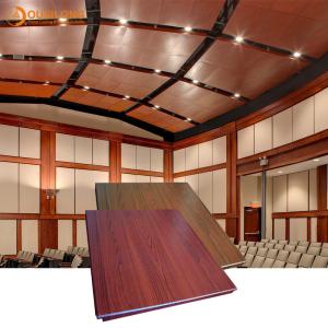 China Fireproof Suspended Aluminum / Aluminium Clip In Ceiling Wooden Color Acoustic Metal Ceiling Panel factory