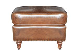 China Comfortable Relax Vintage Leather Furniture Medium Brown Storage Ottoman For Home factory