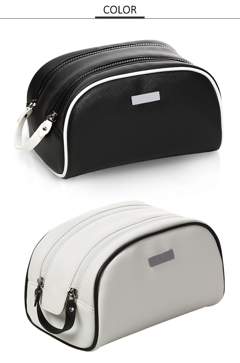 Logo Waterproof PU Leather Double Zipper Makeup Bag