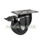 Black Low Profile Swivel Casters And Wheels 65mm With Double Brake