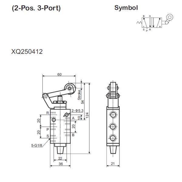 Stainless Steel Roller Lever Valve 5/2 1/8" Xq Series Mechanical Valve Xq250412