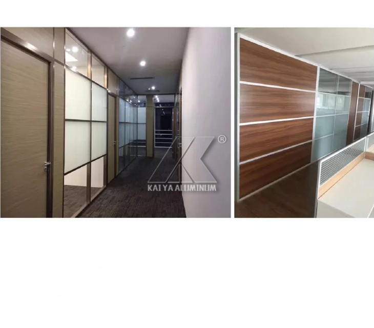 Fire Proof 6061 Aluminum Alloy Profile Commercial Glass Partition For Office Building