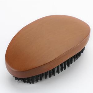 China Extension Hair Wave Brush For 540 Wooden Curve Handle Brown Synthetic Fiber Nylon Brush factory