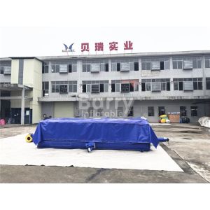 Deep Blue Free Fall Inflatable Stunt Air Bag / Inflatable Jumping Game
