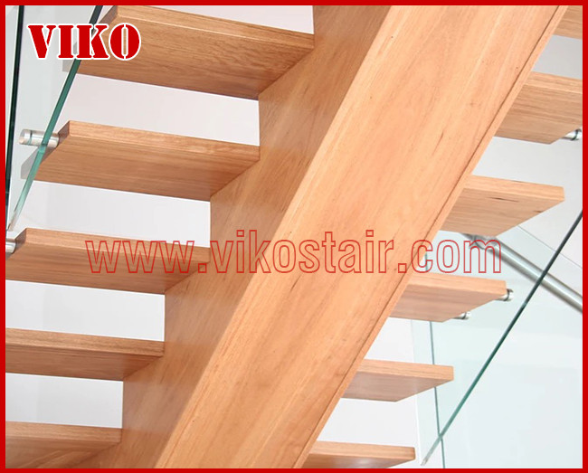 Solid Wood Staircase VK68S Wooden Handrail Tread Beech ,Railing tempered glass, Handrail b eech Stringer,carbon