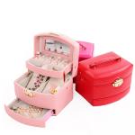 Free Logo Leather Luxury Jewelry Case Organizer Box PU leather jewelry storage