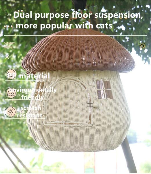 Dual Purpose Home Swinging Dog Bed Rattan Woven Nest Cute Cat Dog Nest Rattan